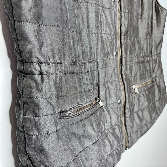NIC+ZOE Womens Lyocell Metallic Silver Vest Lightweight Gray Cinched Waist Large - Picture 8 of 16